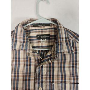 Vintage Wash Eddie Bauer Men Small Relaxed Fit Striped‎ Long Sleeve